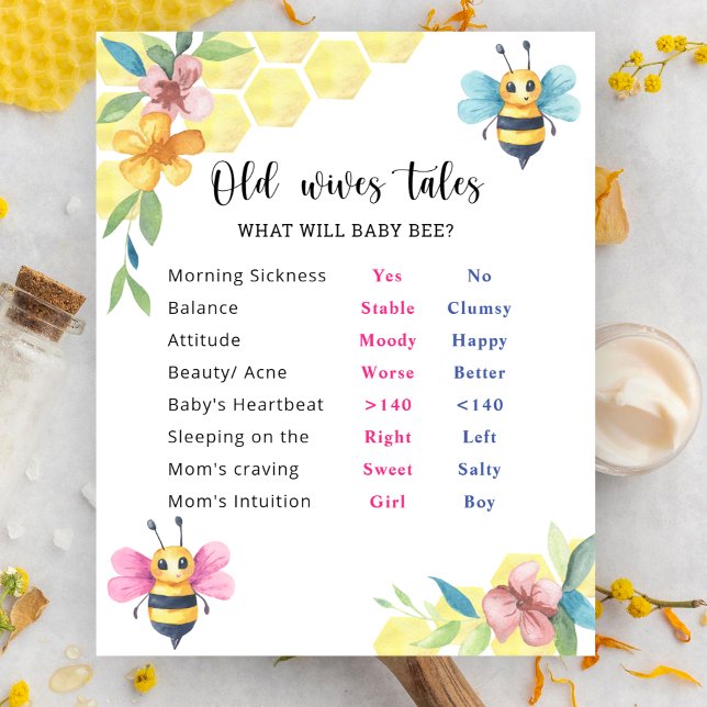 Bee Old Wives Tales Gender Reveal Board  Poster (Creator Uploaded)