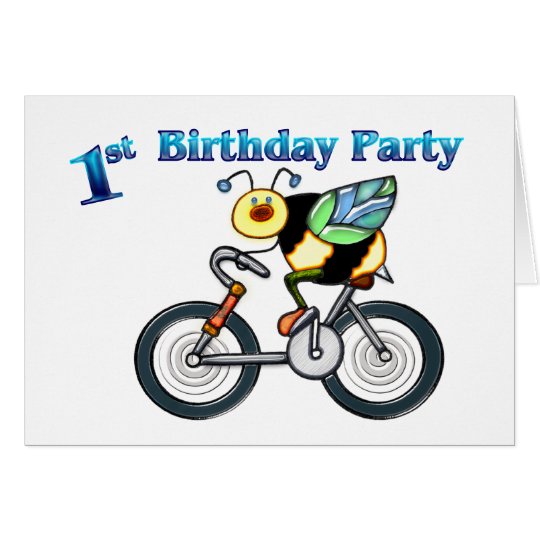 Bee on a Bike 1st Birthday Card