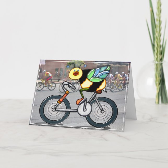 Bee on a Bike in a Race Card (Front)