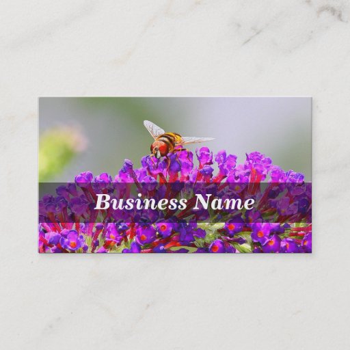 Customizable Bee on a Butterfly Bush Business Card Templates