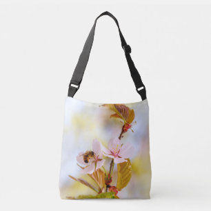 Bee On A Cherry Flower Crossbody Bag