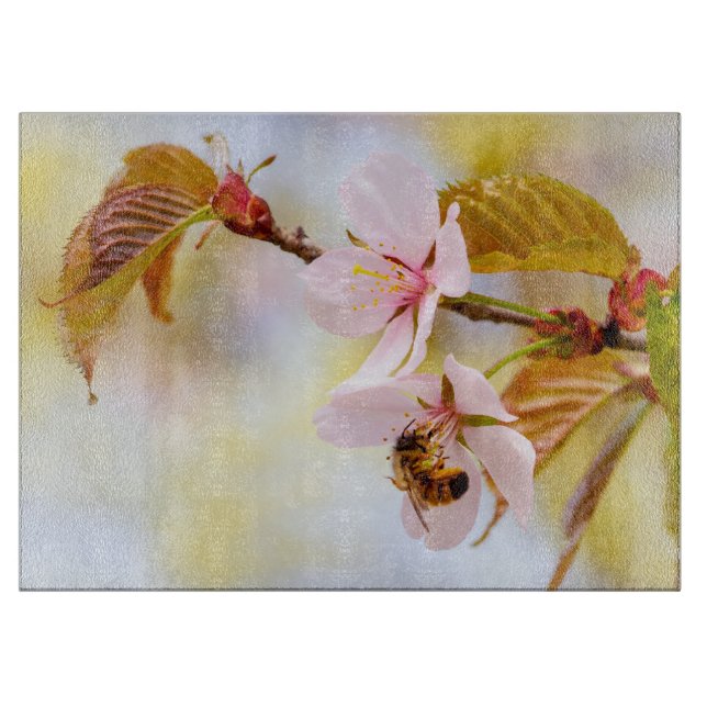 Bee On A Cherry Flower Cutting Board (Front)