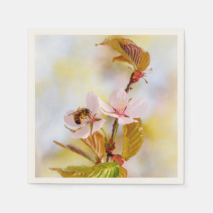 Bee On A Cherry Flower Napkins