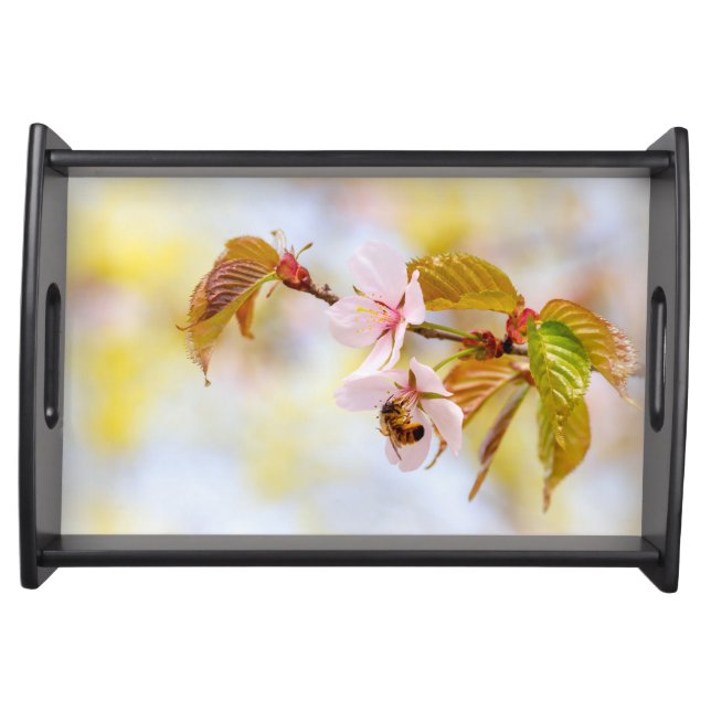 Bee On A Cherry Flower Serving Tray (Front)