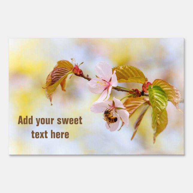 Bee On A Cherry Flower Sign (Front)
