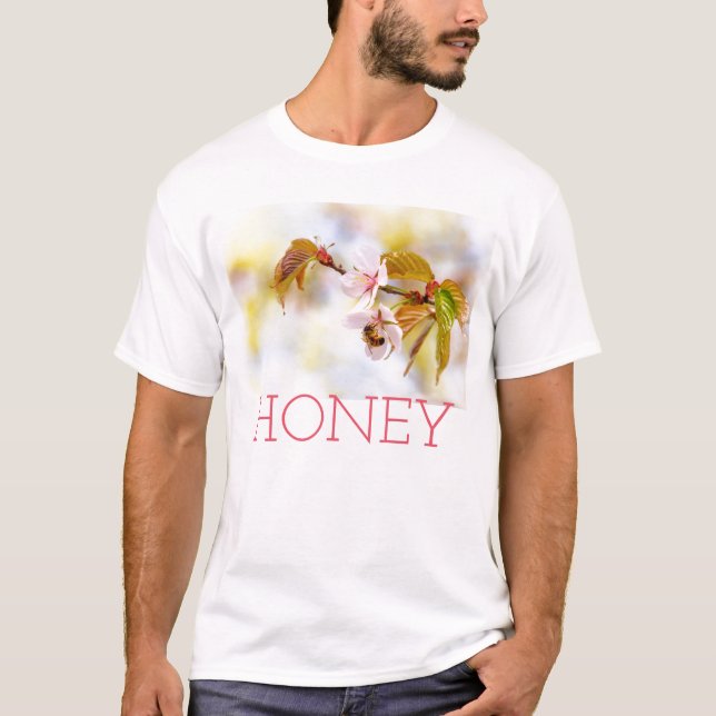 Bee On A Cherry Flower T-Shirt (Front)