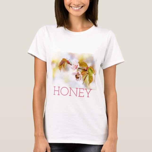 Bee On A Cherry Flower T-Shirt (Front)