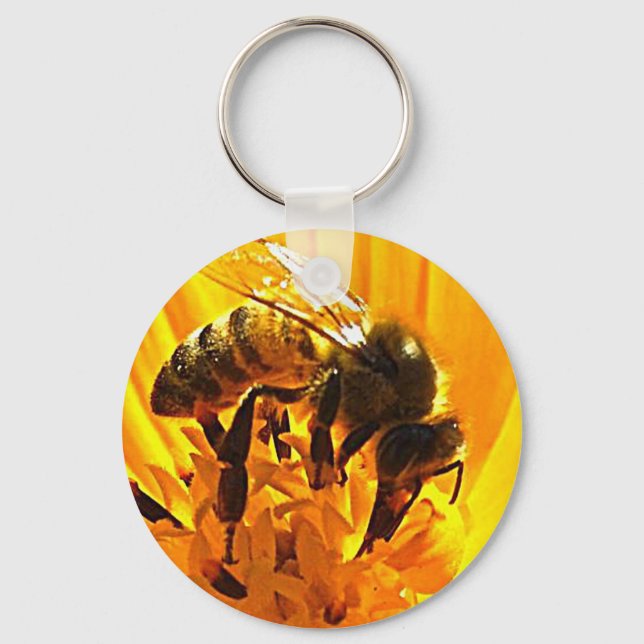 Bee on a Flower Keychain (Front)