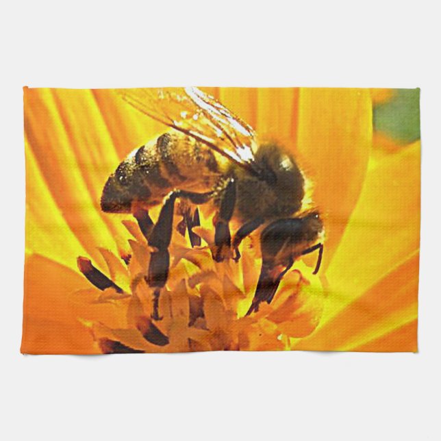 Bee on a Flower Kitchen Towel (Horizontal)