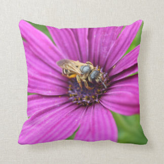 Bee On A Flower Throw Pillow