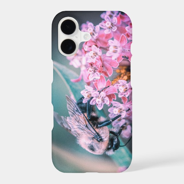 Bee on a Pink Bloom Iphone Case (Back)