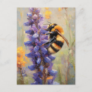 Bee on a Purple Lupine Flower Postcard