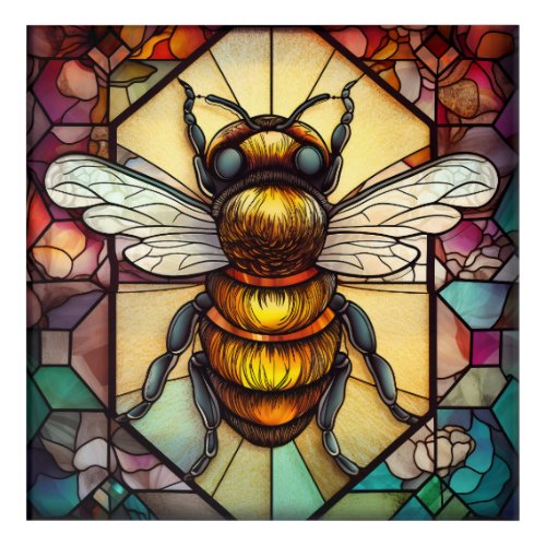 Bee on a Stained Glass Acrylic Print