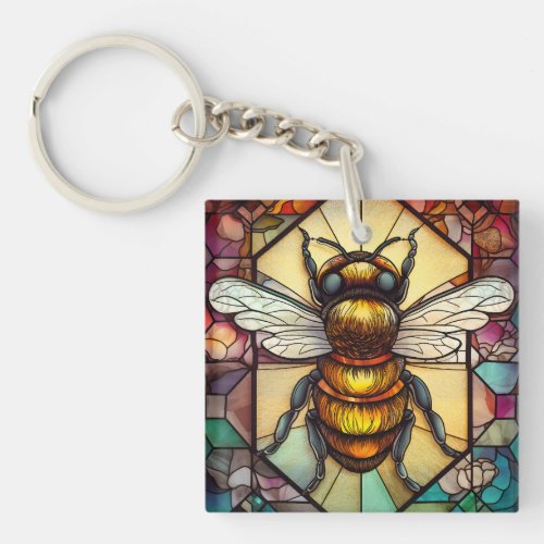 Bee on a Stained Glass Keychain