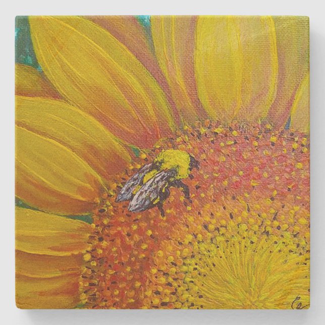 Bee on a Sunflower Coaster (Front)