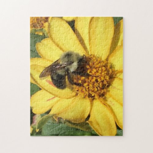Bee on a Yellow Flower Close Up Photo Jigsaw Puzzle