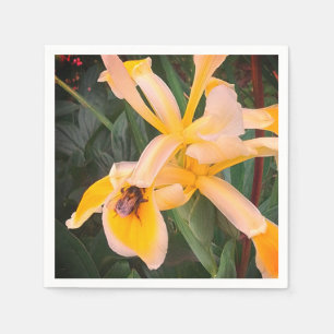 Bee on a yellow flower napkins
