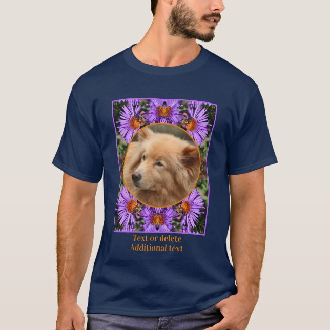 Bee On Aster Flower Frame Create Your Own Photo T-Shirt (Front)