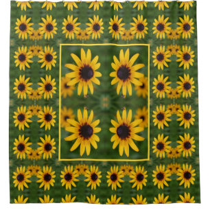 Bee On Black Eyed Susan Flower Art Shower Curtain