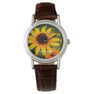 Bee On Black Eyed Susan Flower Personalized Watch