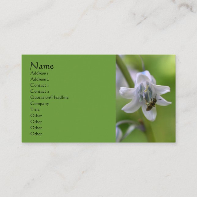 Bee On Bluebell Flower Business Card (Front)