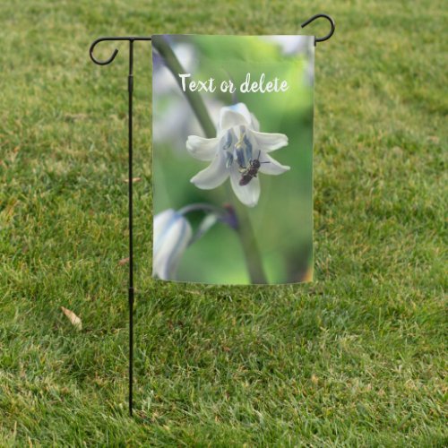 Bee On Bluebell Flower Close Up Personalized Garden Flag