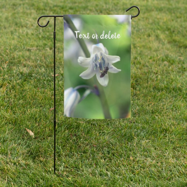 Bee On Bluebell Flower Close Up Personalized Garden Flag (In SItu)