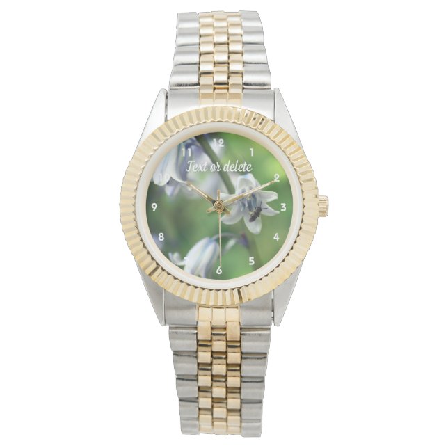 Bee On Bluebell Flower Personalized  Watch (Front)