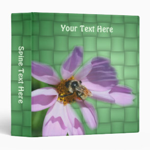 Bee On Cosmos Flower Nature Art Personalized  3 Ring Binder