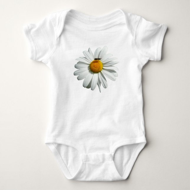 Bee on Daisy Alaskan Summer Nature Photo Baby Bodysuit (Front)