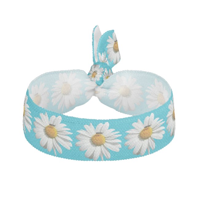 Bee on Daisy Alaskan Summer Nature Photo Elastic Hair Tie (Front)
