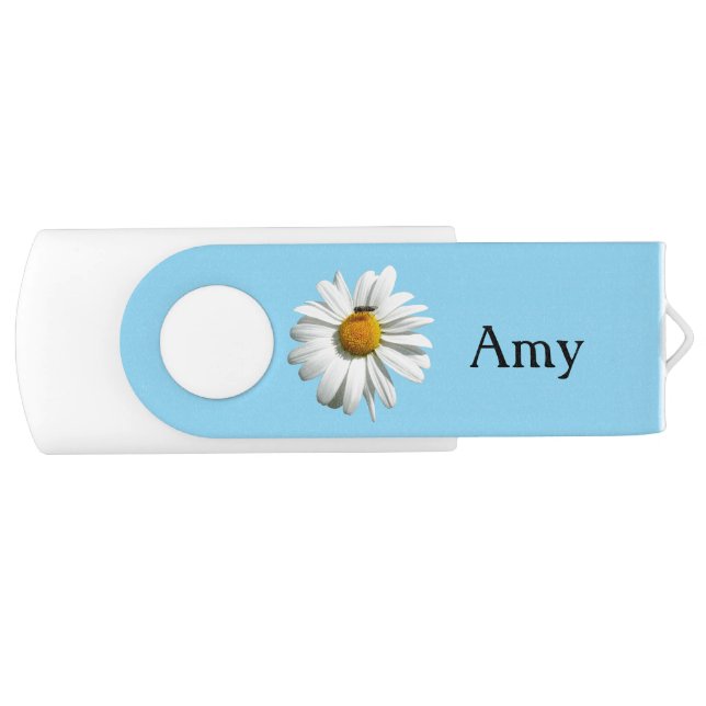 Bee on Daisy Alaskan Summer Nature Photo Flash Drive (Front)