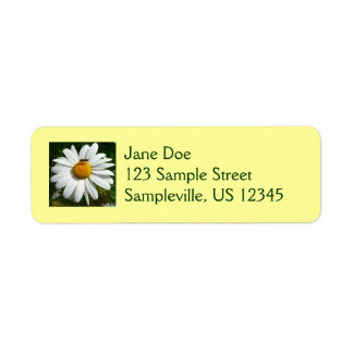 Bee on Daisy Alaskan Summer Nature Photo Label