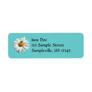 Bee on Daisy Alaskan Summer Nature Photo Label