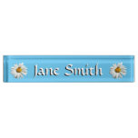 Bee on Daisy Alaskan Summer Nature Photo Nameplate