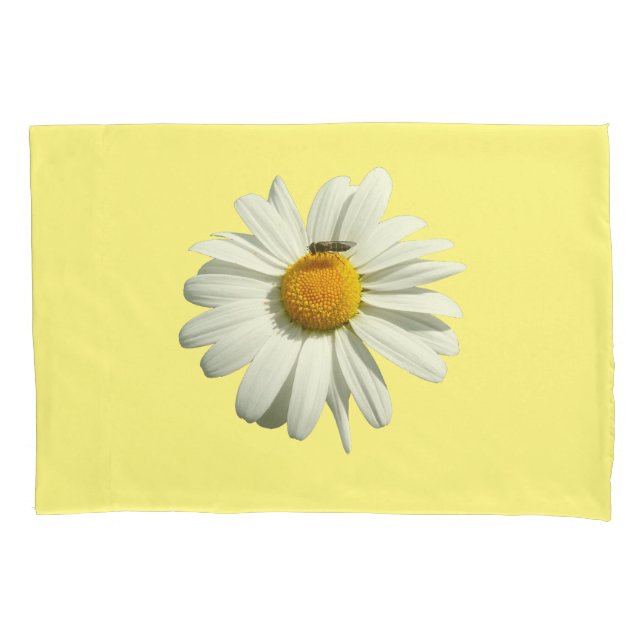 Bee on Daisy Alaskan Summer Nature Photo Pillow Case (Front)