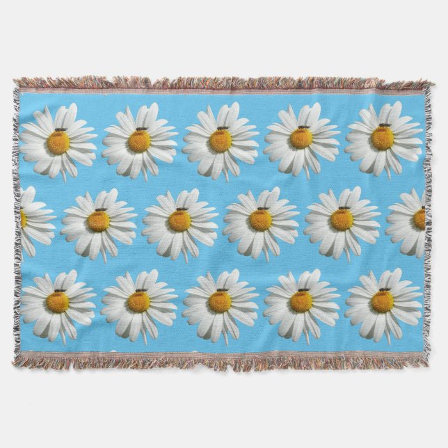 Bee on Daisy Alaskan Summer Nature Photo Throw Blanket (Front)
