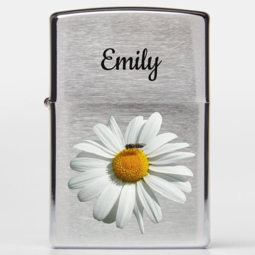 Bee on Daisy Alaskan Summer Nature Photo Zippo Lighter