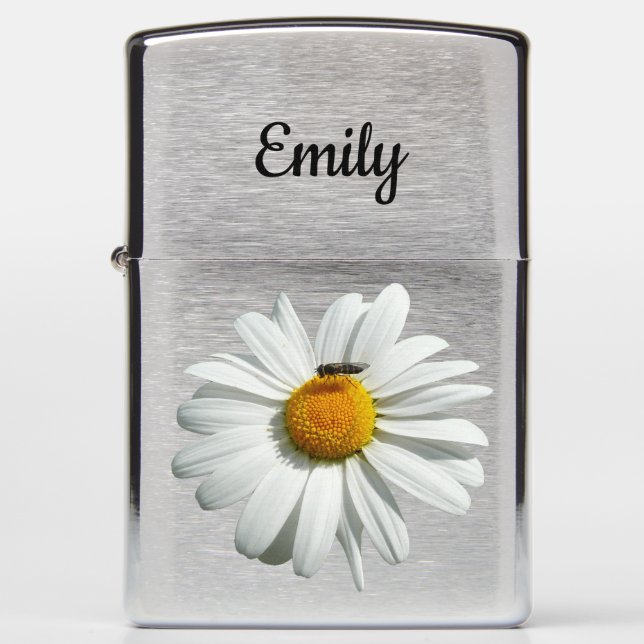 Bee on Daisy Alaskan Summer Nature Photo Zippo Lighter (Front)
