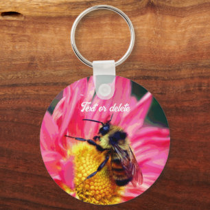 Bee On Flower Abstract Art Personalized Keychain