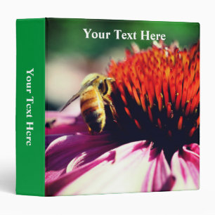 Bee On Flower Close Up Nature Personalized 3 Ring Binder