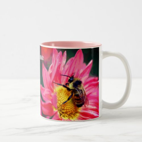 Bee On Flower Digital Art Personalized Two_Tone Coffee Mug