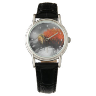 Bee On Flower In Black And White Personalized Watch