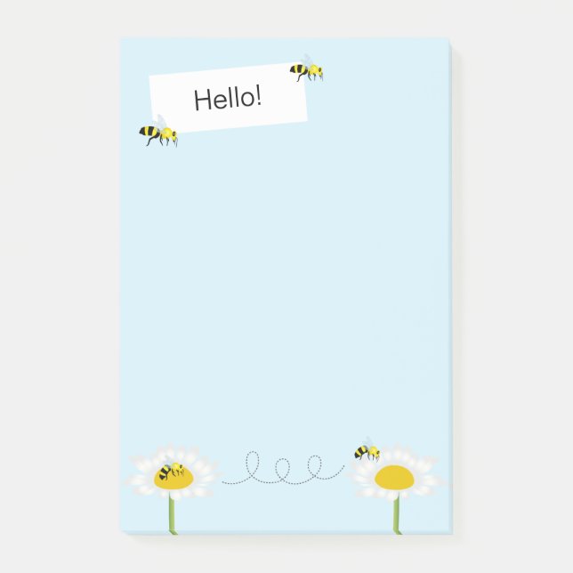Bee on Flower Notes - Blue Background (Front)