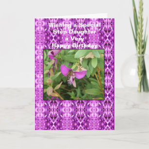 Bee On Flower Personalised Step Daughter Birthday Card