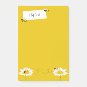 Bee on Flower Post-it Notes - Yellow Background