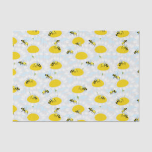 Bee on Flower Tissue Paper - Blue Background