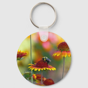 Bee on Gaillardia Keychain
