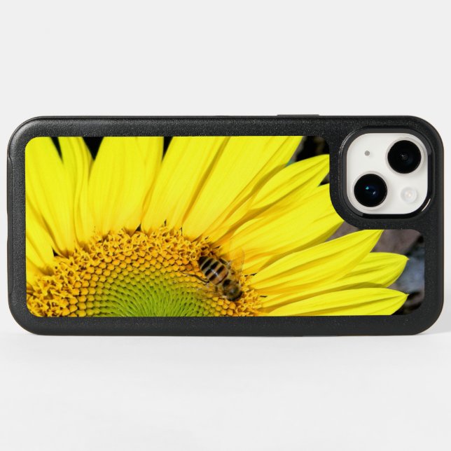 Bee on Giant Sunflower Half Photograph Otterbox iPhone Case (Back Horizontal)