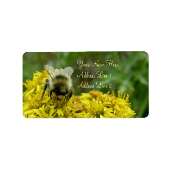 Bee On Goldenrod  Solidago Label by bizcardia_emporium at Zazzle